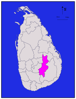 Map of Sri Lanka with Badulla District highlighted