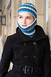 A woman modeling a knitted balaclava Balaclava as suggested fashion piece for winter 2018 - modelled by ModelTanja.jpg