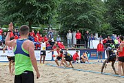 Deutsch: Beachhandball Europameisterschaften 2019 (Beach handball Euro); Tag 2: 3. Juli 2019 – Männer, Vorrunde Gruppe A, Türkei-Spanien 0:2 (16:23, 20:29) English: Beach handball Euro; Day 2: 3 July 2019 – Men Preliminary Round Group A – Turkey-Spain 0:2 (16:23, 20:29)