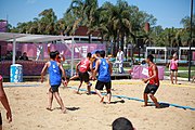 Deutsch: Beachhandball bei den Olympischen Jugendspielen 2018; Tag 4, 10. Oktober 2018; Jungs, Vorrunde, Gruppe A - Chinese Taipei (Taiwan)-Thailand 0:2 English: Beach handball at the 2018 Summer Youth Olympics at 10 October 2018 – Boys Preliminary Round Group A‎ – Chinese Taipei-Thailand 0:2