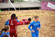 Deutsch: Beachhandball bei den Olympischen Jugendspielen 2018; Tag 6, 12. Oktober 2018; Mädchen, Platzierungsrundenspiel – Russland-Venezuela 2:0 English: Beach handball at the 2018 Summer Youth Olympics at 12 October 2018 – Girl's Consolation Round – Russland-Venezuela 2:0