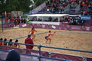 Deutsch: Beachhandball bei den Olympischen Jugendspielen 2018; Tag 5, 10. November 2018; Mädchen, Hauptrunde - Chinese Taipei (Taiwan)-Niederlande 1:2 English: Beach handball at the 2018 Summer Youth Olympics at 11 October 2018 – Girls Main Round – Chinese Taipei (Taiwan)-Netherlands 1:2