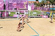 Deutsch: Beachhandball bei den Olympischen Jugendspielen 2018; Tag 3, 9. Oktober 2018; Mädchen, Vorrunde, Gruppe A - Kroatien-Ungarn 0:2 English: Beach handball at the 2018 Summer Youth Olympics at 9 October 2018 – Girls Preliminary Round Group A‎ – Croatia-Hungary 0:2