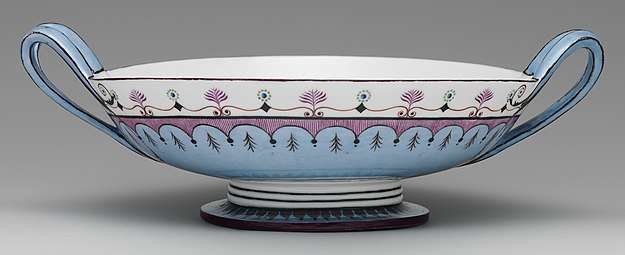 French Neoclassical bowl (jatte à anses relevées or jatte écuelle); 1787–1788; hard-paste porcelain; overall: 7.6 × 25.4 × 19.1 cm; Metropolitan Museum of Art