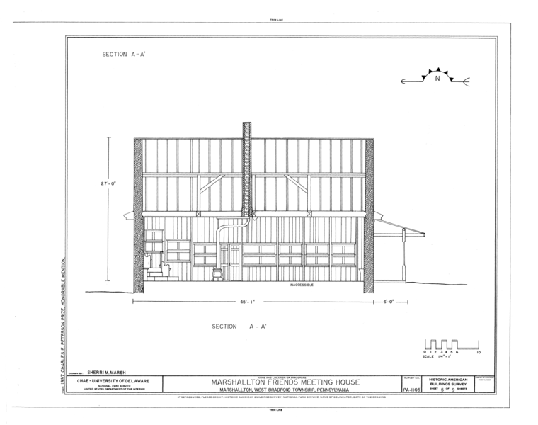 File:Bradford Friends Meeting House, Northbrook Road, West Bradford Township, Marshallton, Chester County, PA HABS PA,15-MARSH,3- (sheet 5 of 9).png