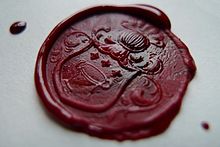 The family arms in a wax seal from 2011 Brodtkorb wax seal.jpg