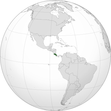 Costa Rica location on globe