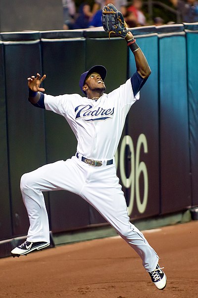 Maybin playing for the San Diego Padres in 2011