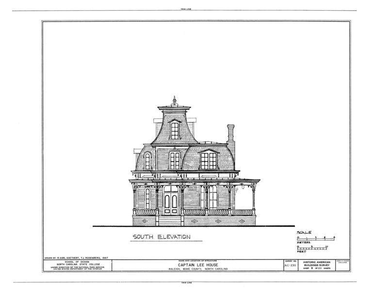 File:Captain Lee House, 503 East Jones Street, Raleigh, Wake County, NC HABS NC,92-RAL,9- (sheet 5 of 20).png