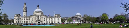 Beautiful civic centre fronted by City Hall (left) and National Museum of Wales (right)