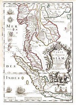 c. 1686–89 French map of the Ayutthaya Kingdom (Siam)[clarification needed]