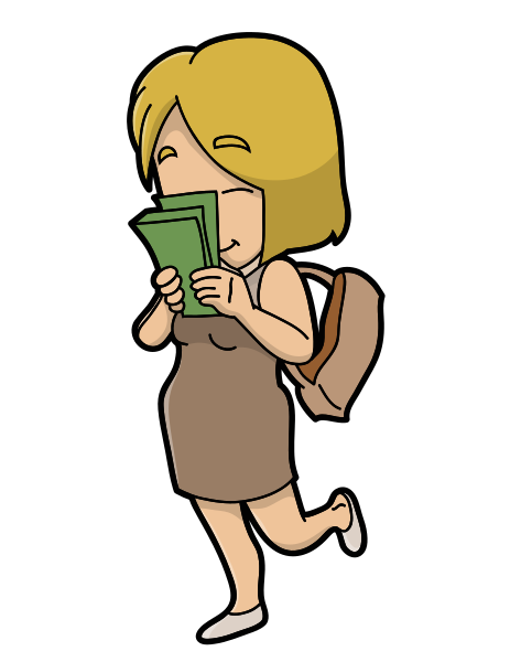 File:Cartoon Woman Sniffing Her Money.svg