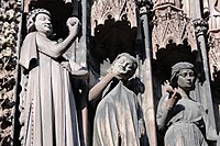 More naturalistic later Gothic. Temptation of the foolish Virgins, Strasbourg Cathedral.