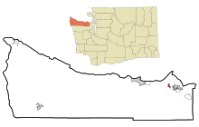 Clallam County Washington Beépített és be nem épített területek Carlsborg Highlighted.svg