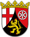 Landeswappen von Rheinland-Pfalz mit einer Volkskrone aus Weinlaub