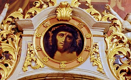 Christ by Alfred Lange in the church of Saint Mary, Szprotawa (a copy of Rafael Santi's image from 1899 from the Sanssouci gallery)