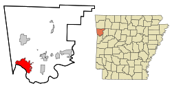 Crawford County Arkansas Zonele încorporate și necorporate Van Buren Highlighted.svg