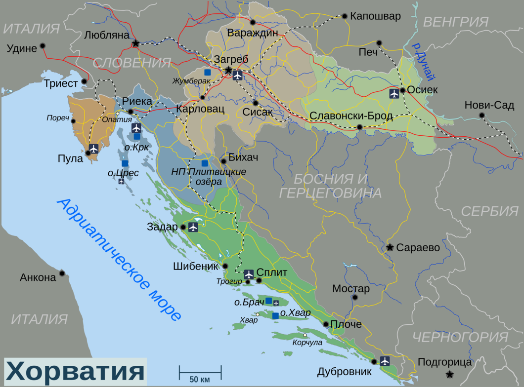 Административная карта хорватии