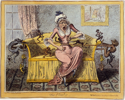 لوحة فنية عن المغص تعود لعام (1819) رسمها جورج كروكشانك.