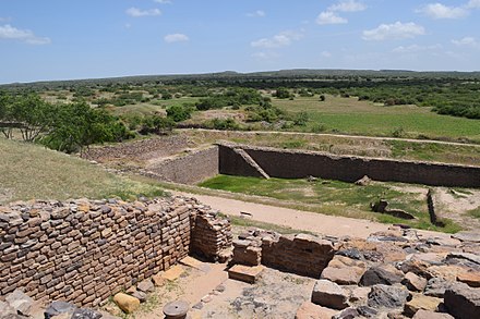 Dholavira, a city of the Indus Valley civilisation, with stepwell steps to reach the water level in artificially constructed reservoirs.[48]