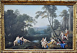 Laurent de la Hyres Diana och hennes nymfer i ett landskap 1648