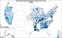 Mapa de resultados demócratas por condado