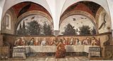 Д. Гирландайо. Последний ужин Христа с учениками. Ок. 1480. Фреска трапезной монастыря Оньисанти, Флоренция