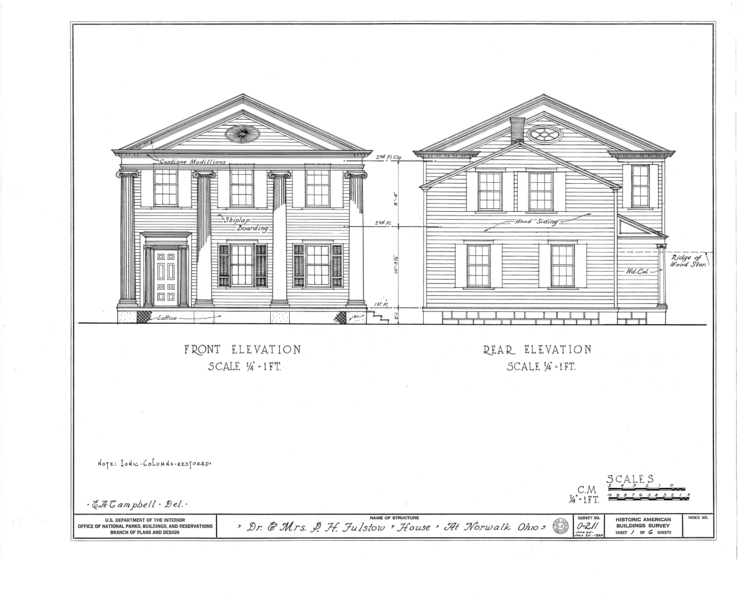 File:Dr. P. H. Fulstow House, 99 West Main Street, Norwalk, Huron County, OH HABS OHIO,39-NOWA,2- (sheet 1 of 6).png