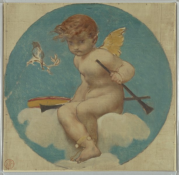 File:Drawing, Study for Roundel with Putto Holding Attributes of Music, late 19th century (CH 18102567).jpg
