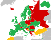 A coloured map of the countries of Europe