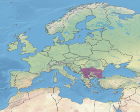 Kort der viser placeringen af Balkan blandede skove