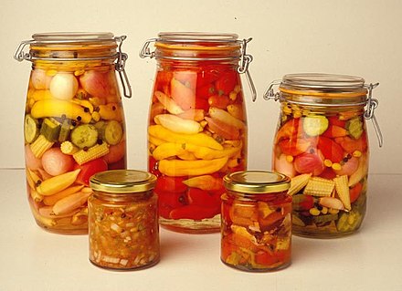 Various jarred encurtidos