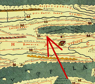 La fortezza eritica all'estuario di Kamchia sulla Tabula Peutingeriana (375 ca.)