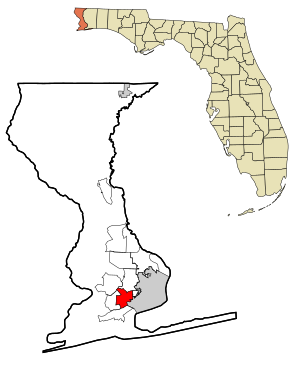 Escambia County Florida Incorporated and Unincorporated areas West Pensacola Highlighted.svg