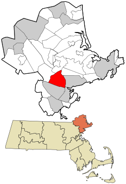 Расположение в графстве Эссекс и штате Массачусетс.