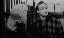 Eva Marie Saint as Edie Doyle and Marlon Brando as Terry Malloy in On the Waterfront Eva marie saint marlon brando waterfront 7.jpg