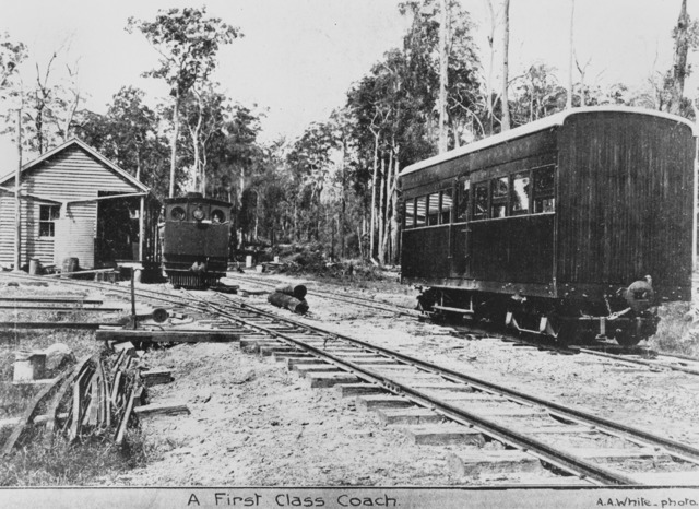 First Class Coach on the new Buderim tramway, ca. 1915