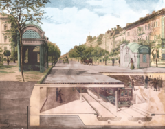 Image 43Cutaway drawing of Millennium Underground in Budapest (1894–1896) which was the first underground in continental Europe. (from History of Hungary)