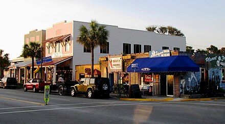 View of some bars and shops in Folly Beach, as of May, 2010