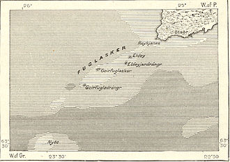 Former location of Geirfuglasker among the Fuglasker islands