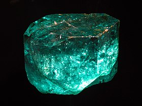 Gachalá Emerald, one of the largest gem emeralds in the world, at 858 carats (171.6 g). Found in 1967 at La Vega de San Juan mine in Gachalá, Colombia. Housed at the National Museum of Natural History in Washington, D.C.