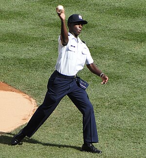 Gen. Rice Jr. throws out the first pitch at Yankee Stadium. Gen. Rice Jr. Yankee Stadium.jpg