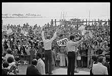 President Gerald Ford greeting a crowd of supporters in Biloxi, Mississippi