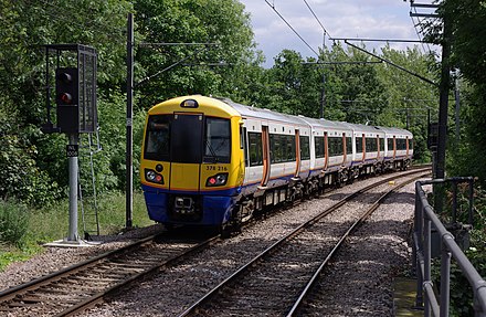 Class 378 "Capitalstar" unit 378216 departs Gospel Oak with a North London line service to Stratford. Class 313 and Class 508 units were gradually phased out of London Overground services in favour of these units.