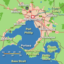 Map of Melbourne and Geelong urban areas Greater Melbourne Map 4 - May 2008.png