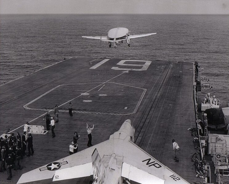 File:Grumman WF-2 Tracer of VAW-11 Det. L is launched from USS Hancock (CVA-19) on 23 August 1962.jpg