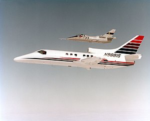 Gulfstream Commander Fanjet 1500 N9881S with Peregrine N600GA prototype.jpg