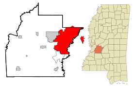 Hinds County Mississippi Incorporated and Unincorporated areas Jackson Highlighted.svg
