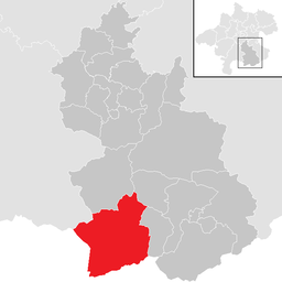 Kommunens läge i distriktet Kirchdorf an der Krems
