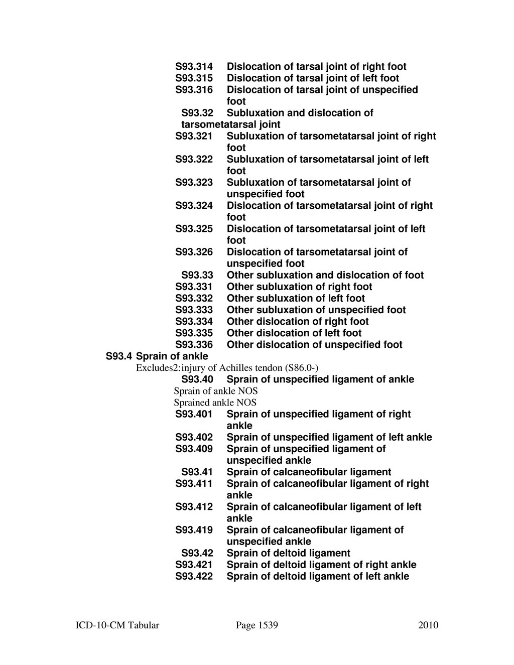 Atfl ligament tear icd 10